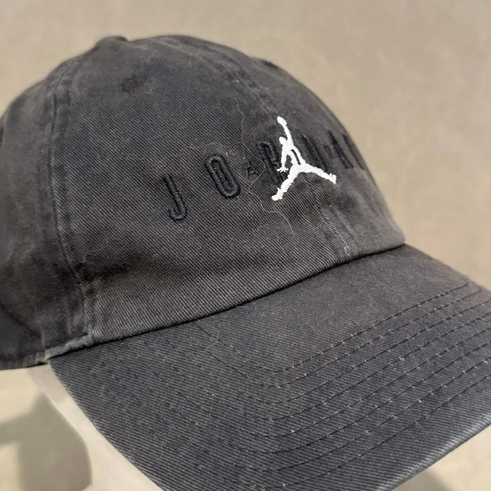 Jordan Jumpman Black Washed Cotton Adjustable Strapback Dad Hat Baseball Cap